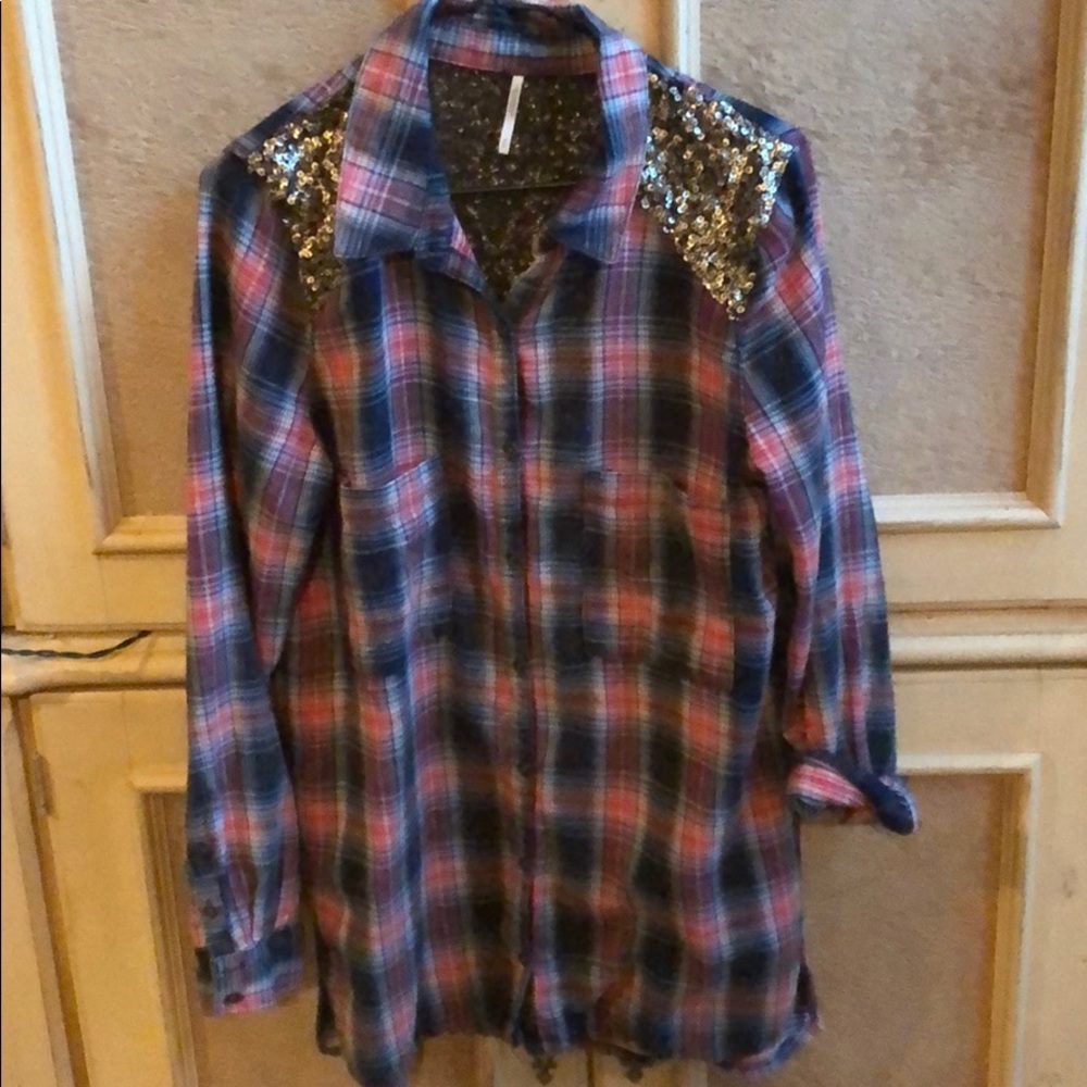 Free People Flannel oversized shirt!